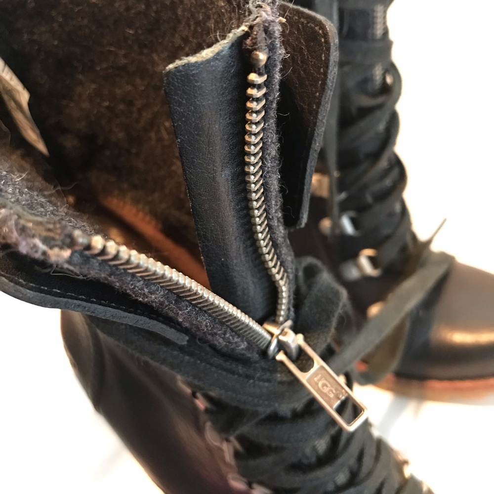 UGG Australia Fabrice Leather Lug Boot in Black - Picture 11 of 12